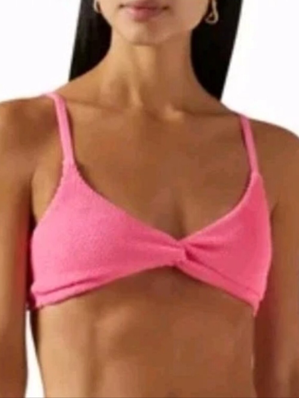 Good American 7 Always Fits Twist Bikini Swim Top 4X/5X Neon Pink Textured Nwt